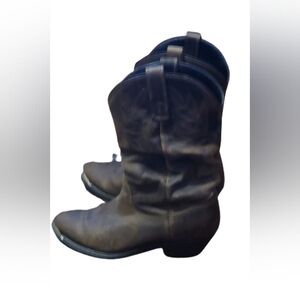 Cowboy boots brown black genuine leather size 6.5 W Marlee slouch distressed